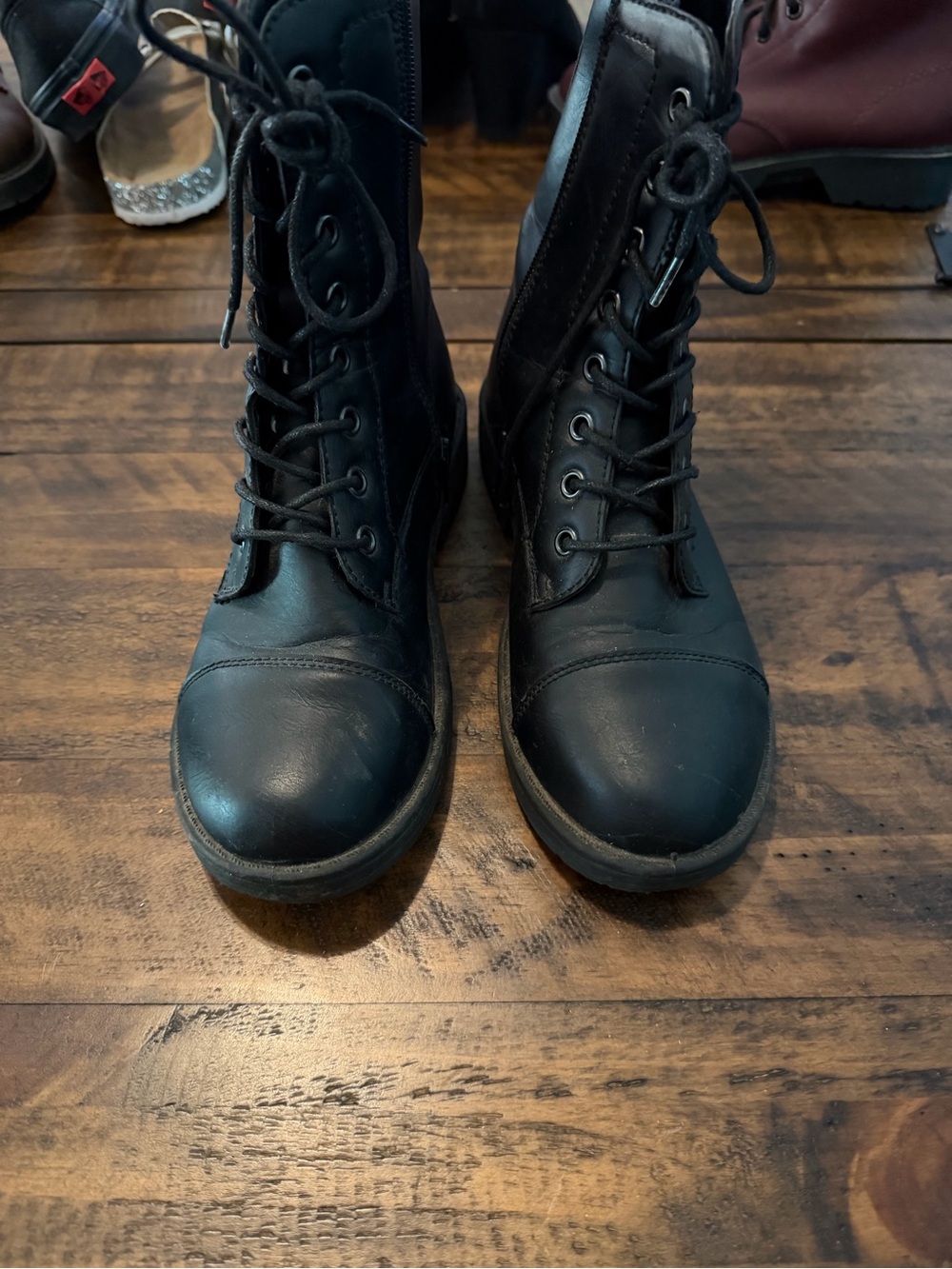 Black Lace-Up Women's Combat Boots